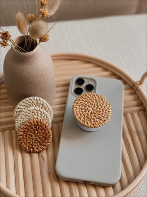 Boho Style Rattan Phone Grip Holder